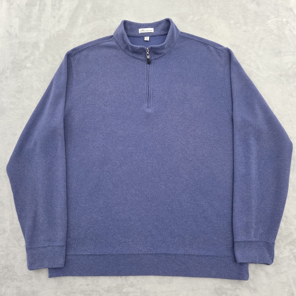 Peter Millar Crown Sport Perth 1/4 Zip Sweater Mens XXL Blue Golf MF17K36